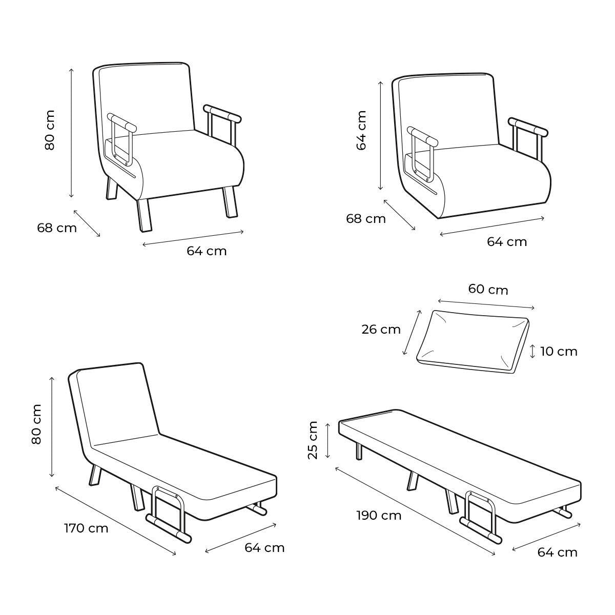 Sofá Cama Convertible Individual 4 en 1 Softfa